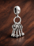 Love Letter Trio Dangle Charm - Love Letter Trio Dangle Charm — display on walnut