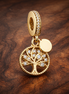 Sparkling Family Tree Dangle Charm — display on walnut