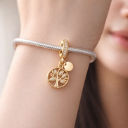 Sparkling Family Tree Dangle Charm — worn on wrist