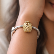 Gold Plated Pineapple Charm - Gold Plated Pineapple Charm — worn on wrist