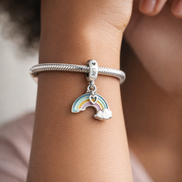 Rainbow Cloud Dangle Charm - Rainbow Cloud Dangle Charm — worn on wrist