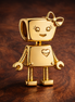 Gold Plated Robot Charm - Gold Plated Robot Charm — display on walnut