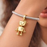 Gold Plated Robot Charm - Gold Plated Robot Charm — worn on wrist