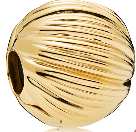 Sculpted Wave Pattern Clip Charm in Gold