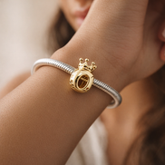 Gold Plated Crown Letter O Charm - Gold Plated Crown Letter O Charm — worn on wrist