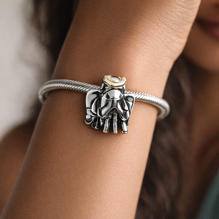 Silver Praying Angel Charm - Silver Praying Angel Charm — worn on wrist