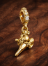 Gold Plated Fairy Dangle Charm - Gold Plated Fairy Dangle Charm — display on walnut