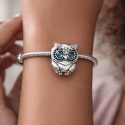 Sparkling Owl Charm — worn on wrist