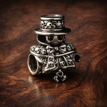 Sparkling Snowman Charm - Sparkling Snowman Charm — display on walnut