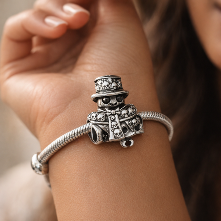Sparkling Snowman Charm - Sparkling Snowman Charm — worn on wrist