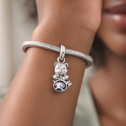 White Rabbit Clock Dangle Charm - White Rabbit Clock Dangle Charm — worn on wrist