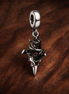 Baby Dragon - Sterling Silver Baby Dragon Dangle Charm — display on walnut