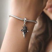 Baby Dragon - Sterling Silver Baby Dragon Dangle Charm — worn on wrist