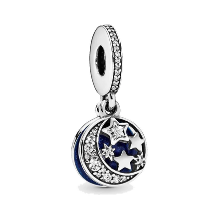 Moon & Blue Sky Dangle Charm - ZZ761 - 791993CZ image 1