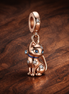 Rose Gold Plated Pig Dangle Charm - Rose Gold Plated Pig Dangle Charm — display on walnut