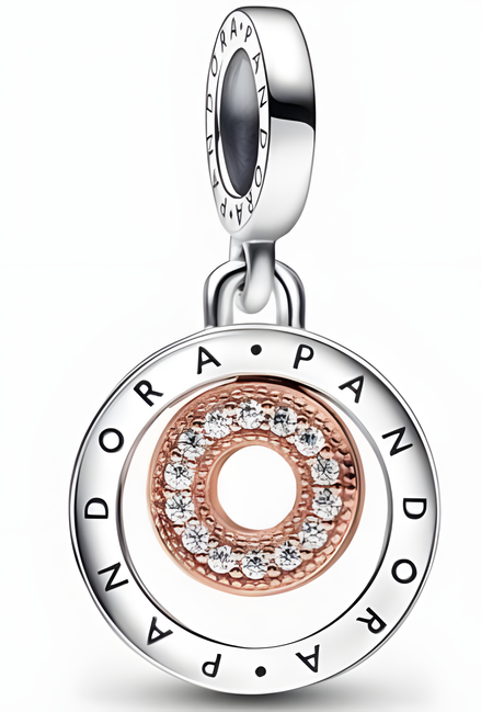 Sterling Silver & Rose Gold Plated Circle Dangle Charm