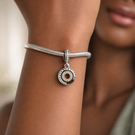 Rose Compass Halo Dangle - Rose Compass Halo Dangle Charm — worn on wrist