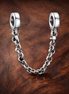 Double Safety Chain - Double Safety Chain Charm — display on walnut