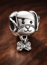Pet Dog & Bone Charm — display on walnut