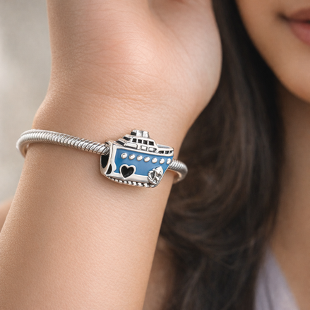 Anchored Cruise Ship Charm — worn on wrist