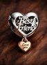 Love You Best Friend Heart Charm — display on walnut