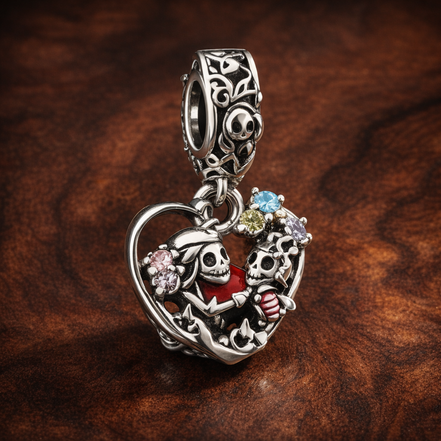 Disney Winnie the Pooh & Piglet Double Dangle Charm — display on walnut
