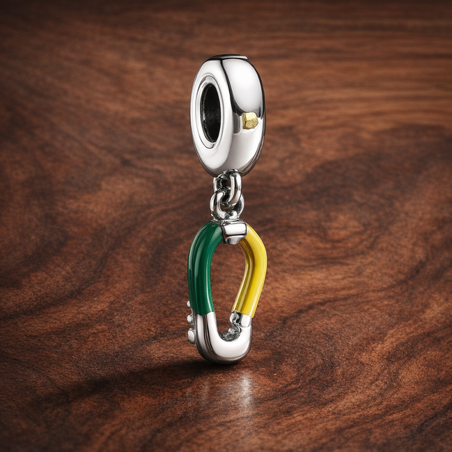 Flip-flop Dangle Charm — display on walnut
