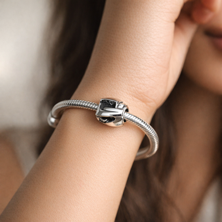 Letter F Alphabet Charm — worn on wrist
