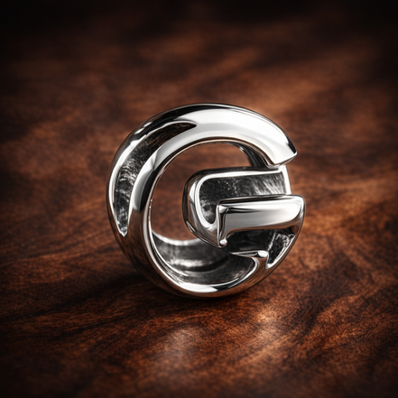 Letter G Alphabet Charm — display on walnut