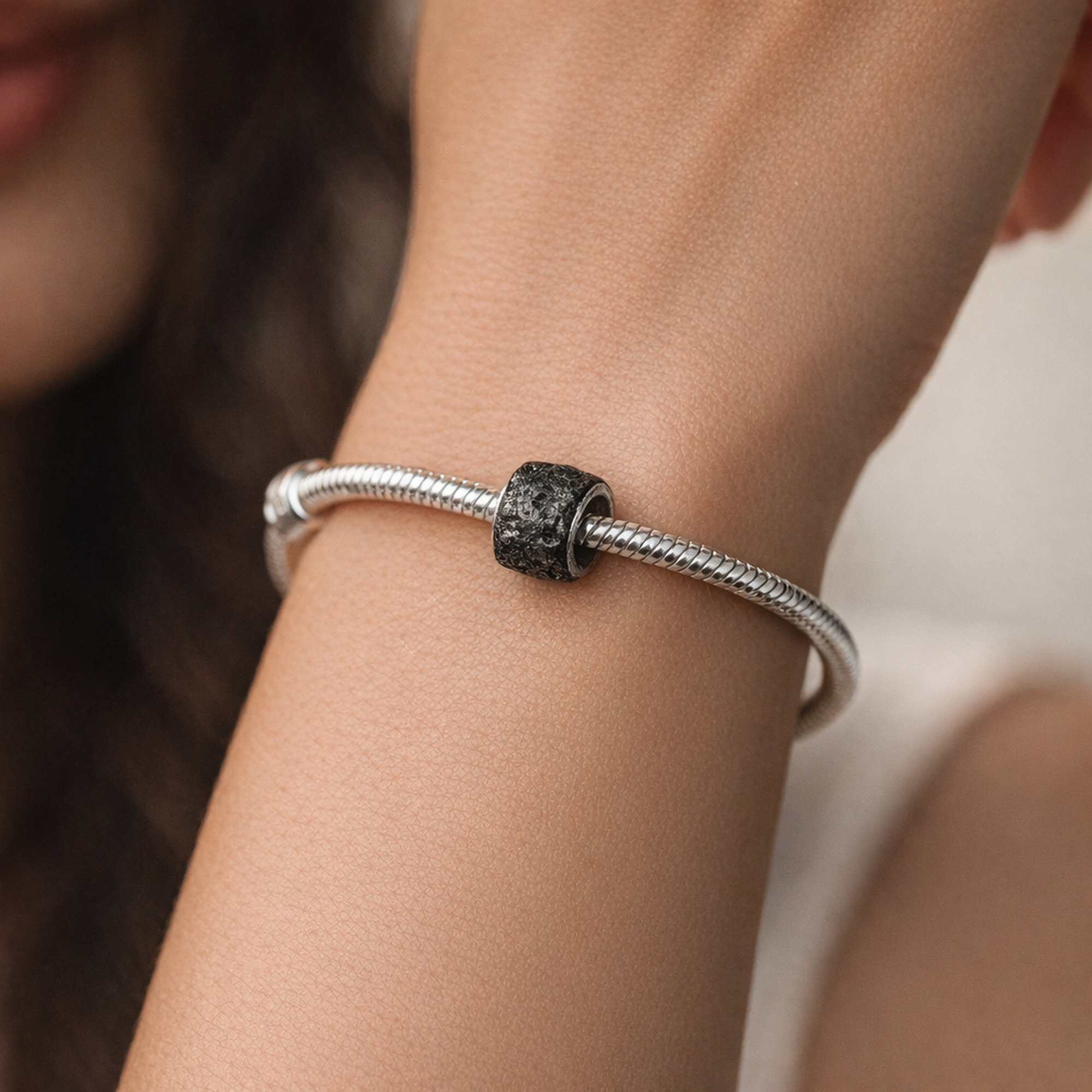 Letter J Alphabet Charm — worn on wrist