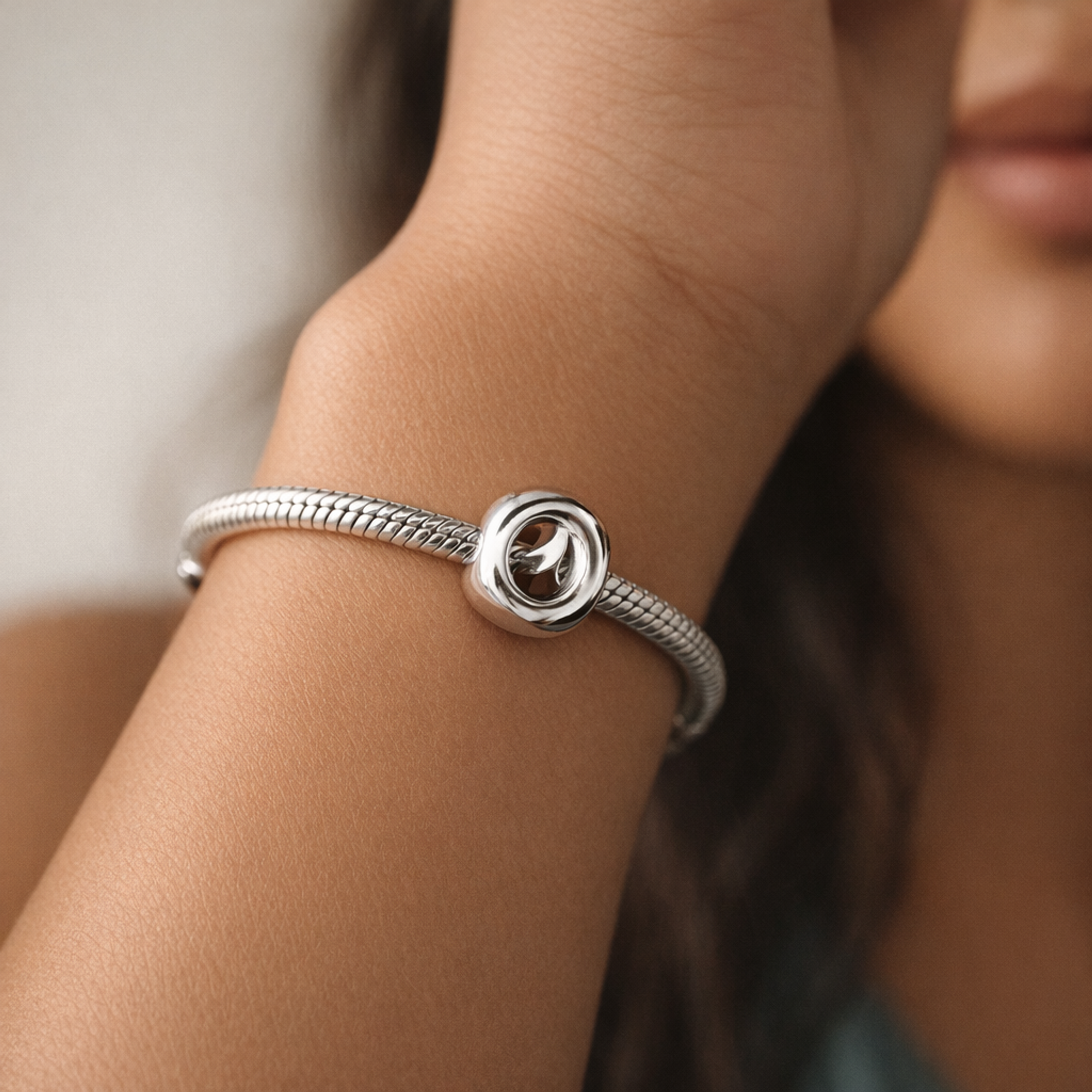 Letter O Alphabet Charm — worn on wrist