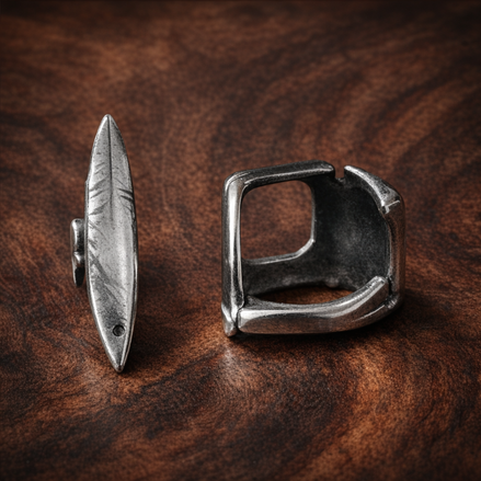 Letter P Alphabet Charm — display on walnut