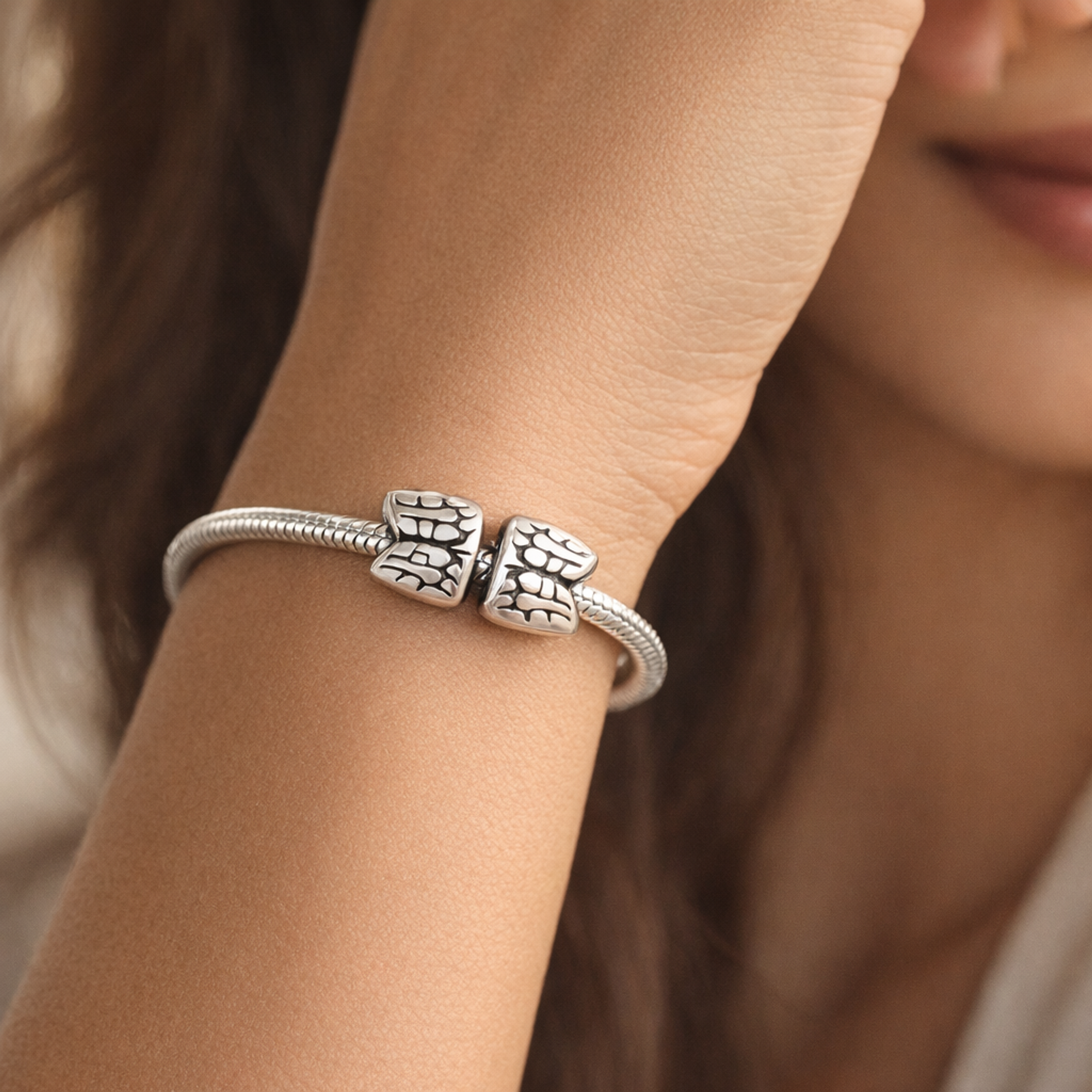 Letter U Alphabet Charm — worn on wrist