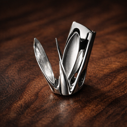 Letter V Alphabet Charm — display on walnut