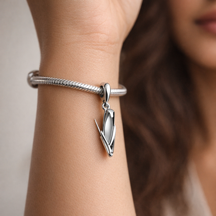 Letter V Alphabet Charm — worn on wrist