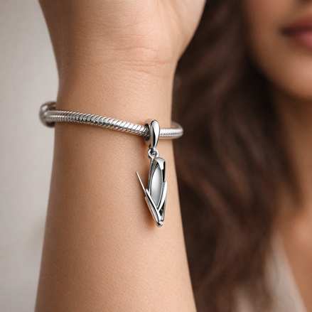 Letter V Alphabet Charm — worn on wrist
