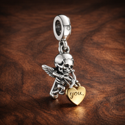 Sweet Fairy Heart Dangle - Sweet Fairy Heart Dangle Charm — display on walnut