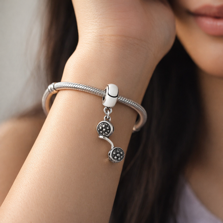 Black Mickey Balloons - Black Mickey Balloons Dangle Charm — worn on wrist