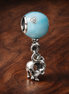 Blue Balloon Elephant Dangle - Blue Balloon Elephant Dangle Charm — display on walnut