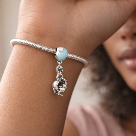 Blue Balloon Elephant Dangle - Blue Balloon Elephant Dangle Charm — worn on wrist