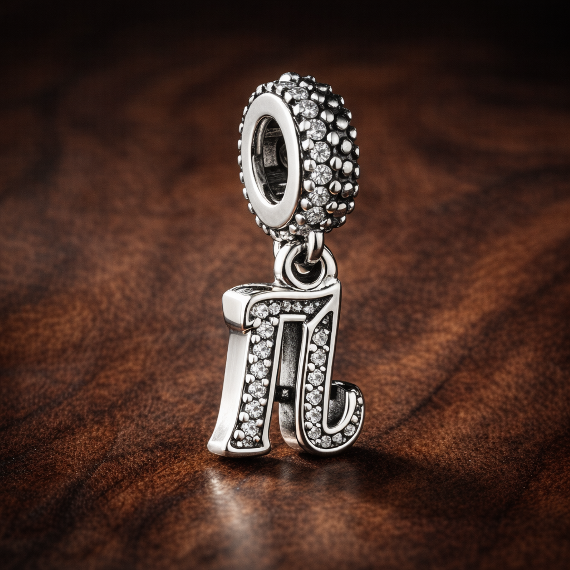 16th Celebration Charm — display on walnut