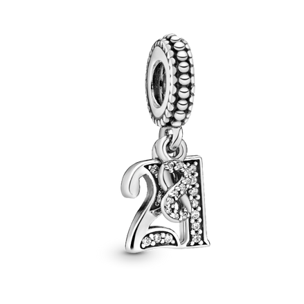 21st Celebration Dangle Charm - ZZ889 - 797263CZ image 1
