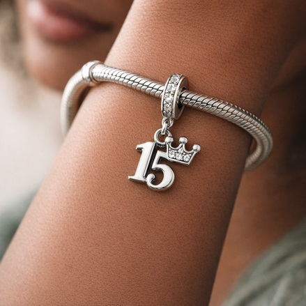 15th Birthday Dangle Charm — worn on wrist