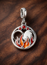 Flame Heart Medallion - Flame Heart Medallion Charm — display on walnut