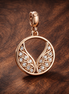 Rose Angel Wings - Rose Angel Wings Dangle Charm — display on walnut