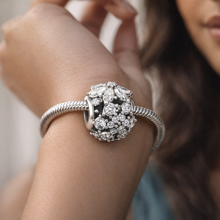 Sparkling Herbarium Cluster Round Charm — worn on wrist