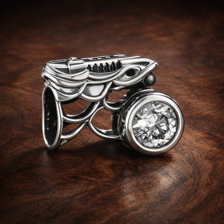 Marvel Spider-Man Camera Selfie Charm — display on walnut