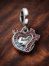 Beauty Heart Teapot Dangle - Beauty Heart Teapot Dangle Charm — display on walnut