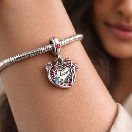 Beauty Heart Teapot Dangle - Beauty Heart Teapot Dangle Charm — worn on wrist