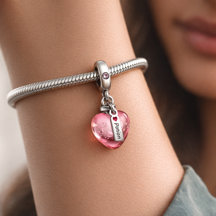 Pink Kiss Perfume Dangle - Pink Kiss Perfume Dangle Charm — worn on wrist